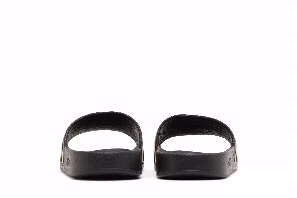 adidas Adilette Aqua Slides Black Gold Metallic, view 7