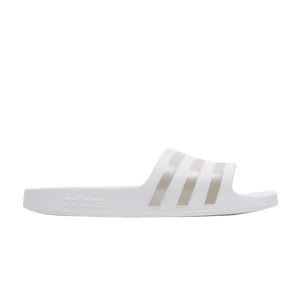 Adidas Adilette Aqua Slides White Platinum Metallic