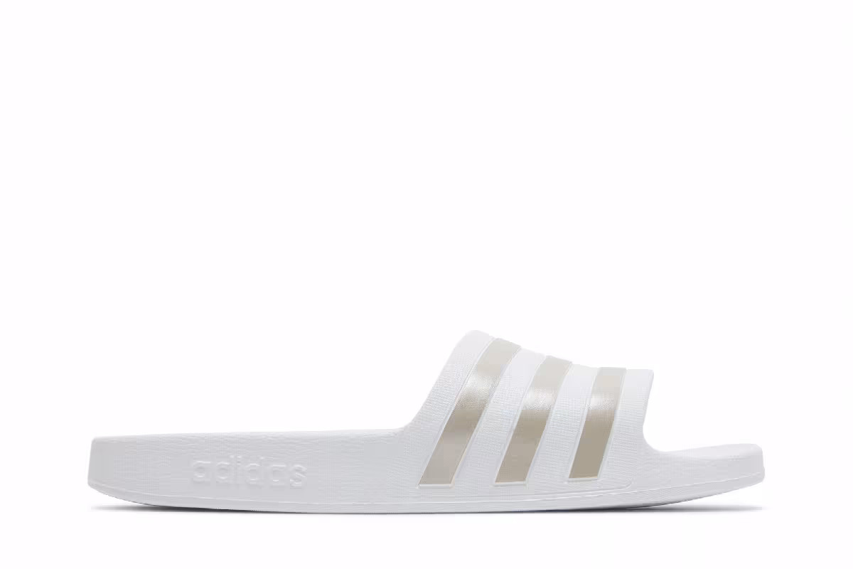 Adidas Adilette Aqua Slides White Platinum Metallic, view 2
