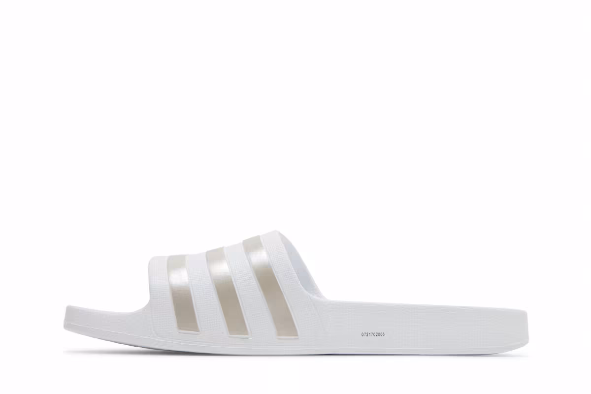 Adidas Adilette Aqua Slides White Platinum Metallic, view 4