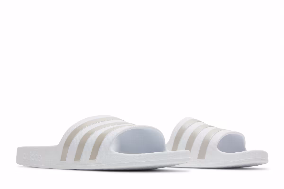 Adidas Adilette Aqua Slides White Platinum Metallic, view 9