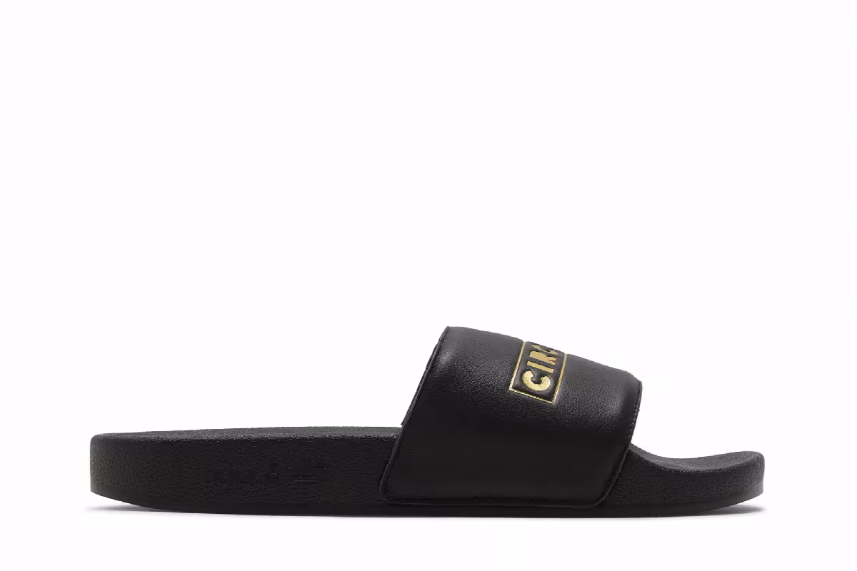 Circoloco x adidas Adilette Slide Black Gold Metallic, view 2