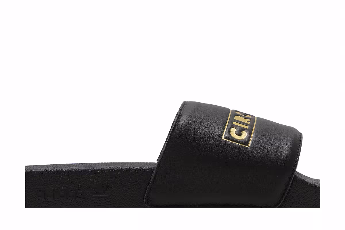 Circoloco x adidas Adilette Slide Black Gold Metallic, view 3