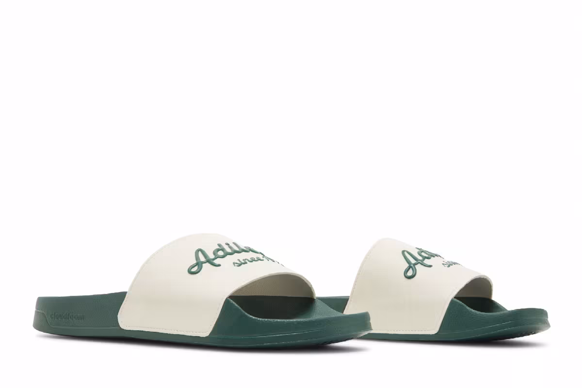 adidas Adilette Slide White Collegiate Green, view 9