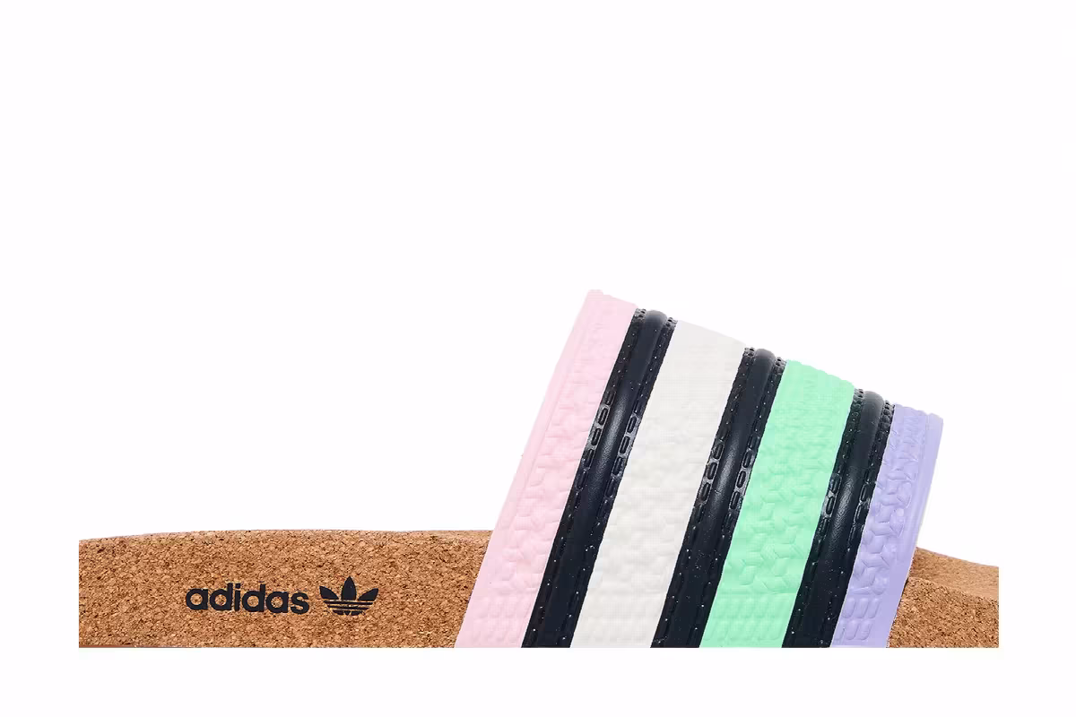 adidas Adilette Slide Cork - Pulse Mint Legend Ink, view 3