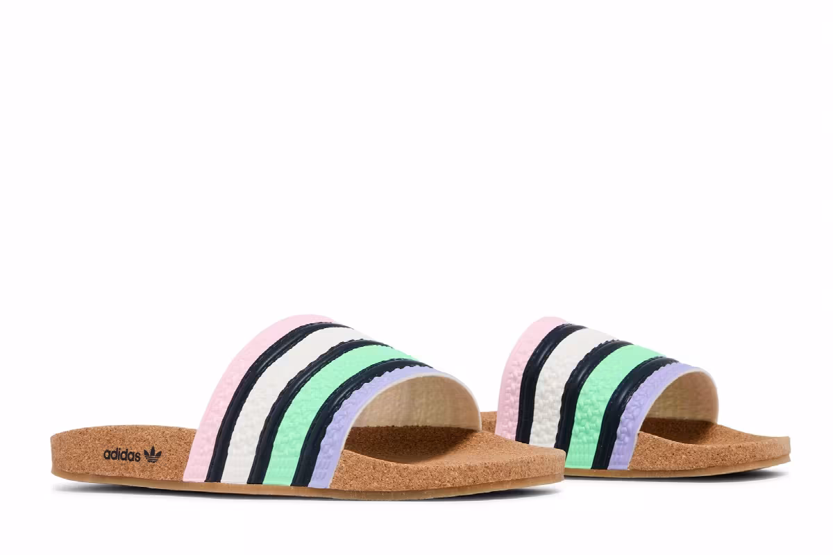 adidas Adilette Slide Cork - Pulse Mint Legend Ink, view 9