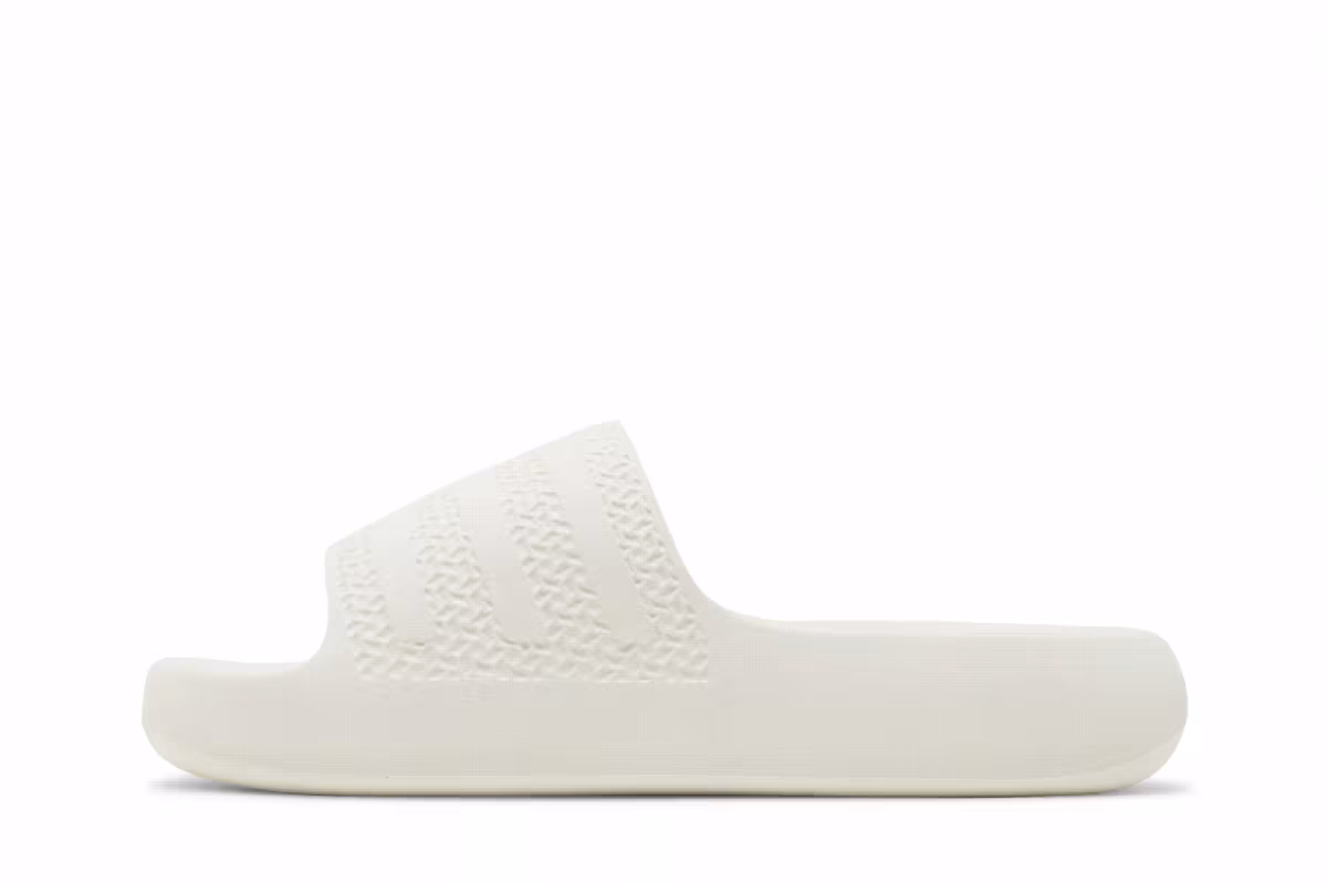 Adidas Women's Adilette Ayoon Slide Triple White, view 4