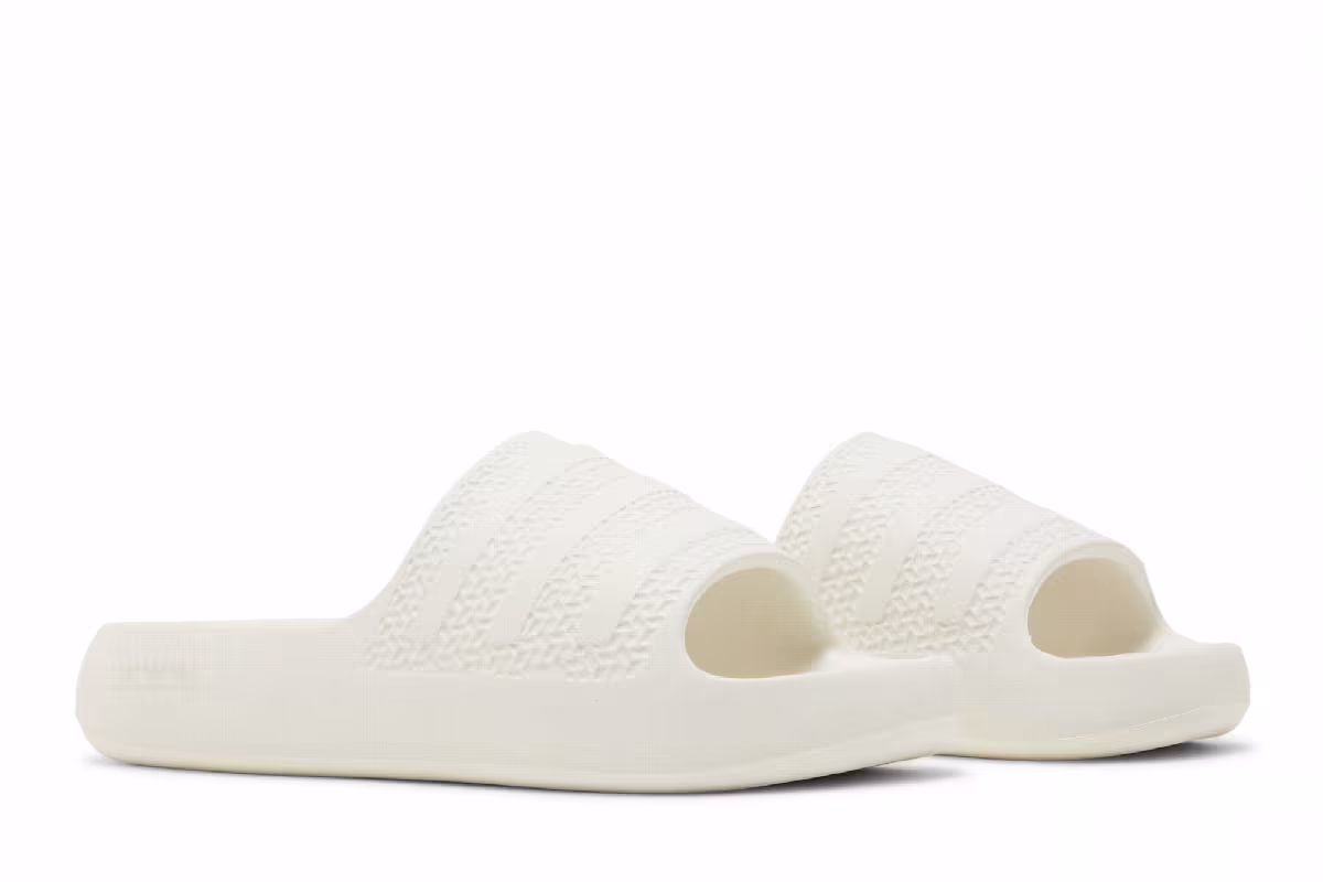 Adidas Women's Adilette Ayoon Slide Triple White, view 9