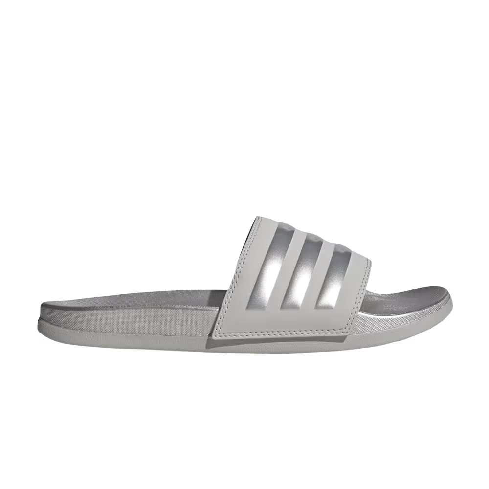 Adidas Women's Adilette Comfort Slide Grey Silver Metallic