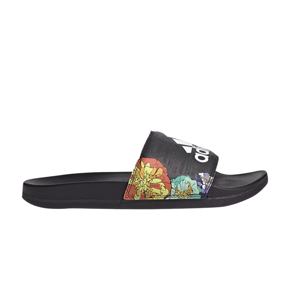 Adidas Women's Adilette Comfort Slide Black Floral