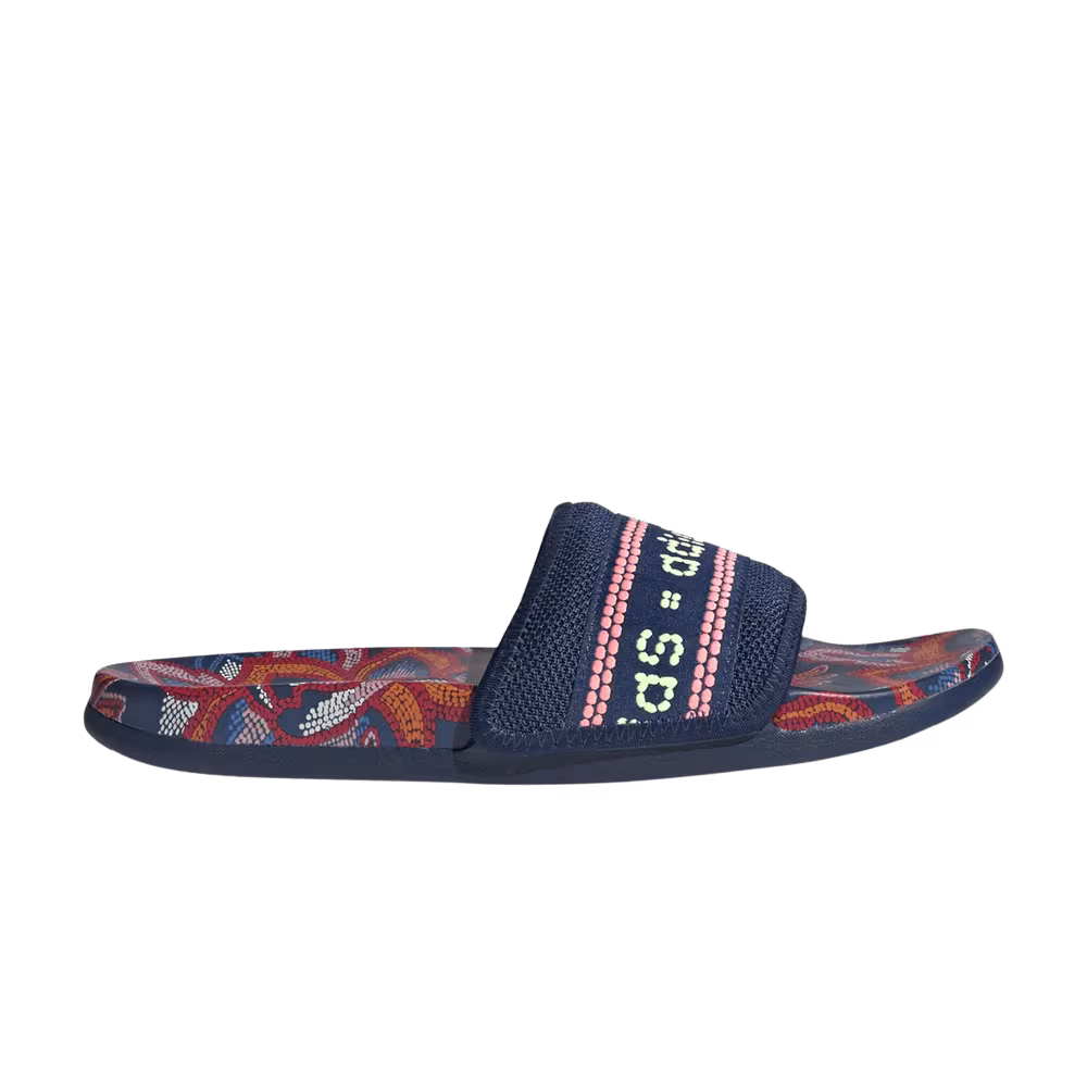 Adidas Women's Adilette Comfort Slide Floral - Mystery Blue