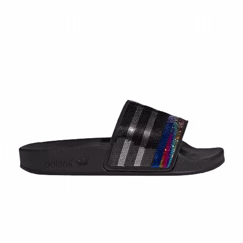 Adidas Adilette Slide J 'Black Sequined Rainbow'