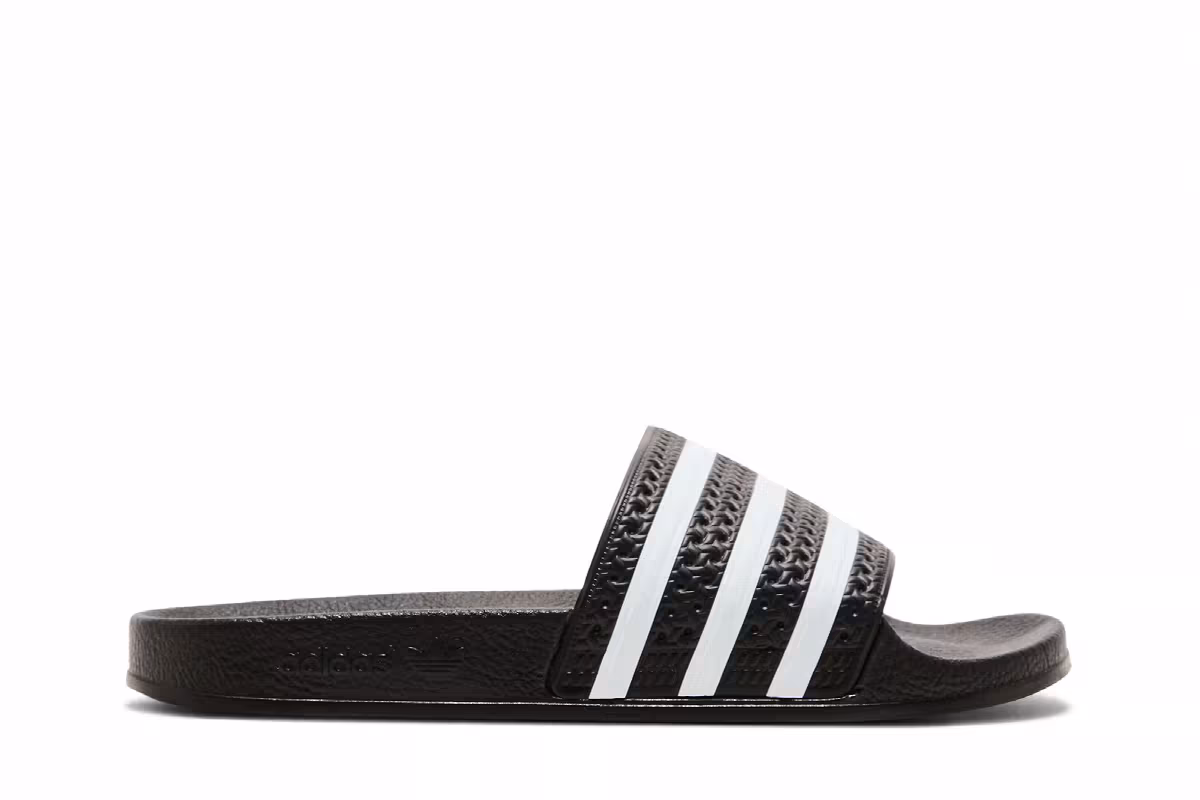 Adidas Adilette Slide J Black White, view 2