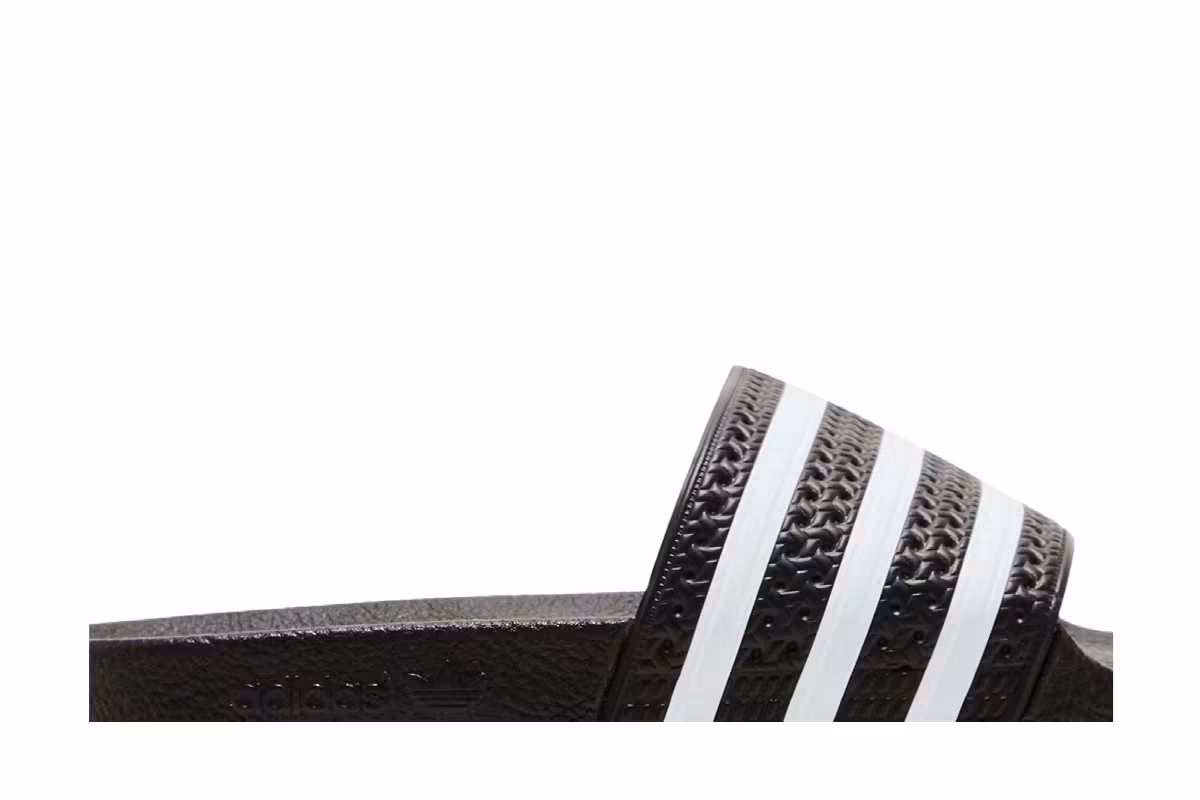 Adidas Adilette Slide J Black White, view 3