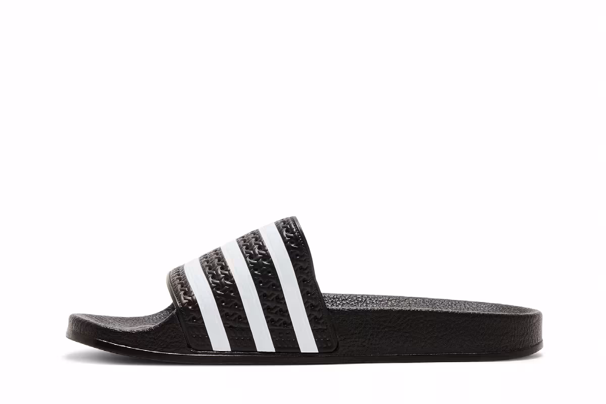 Adidas Adilette Slide J Black White, view 4