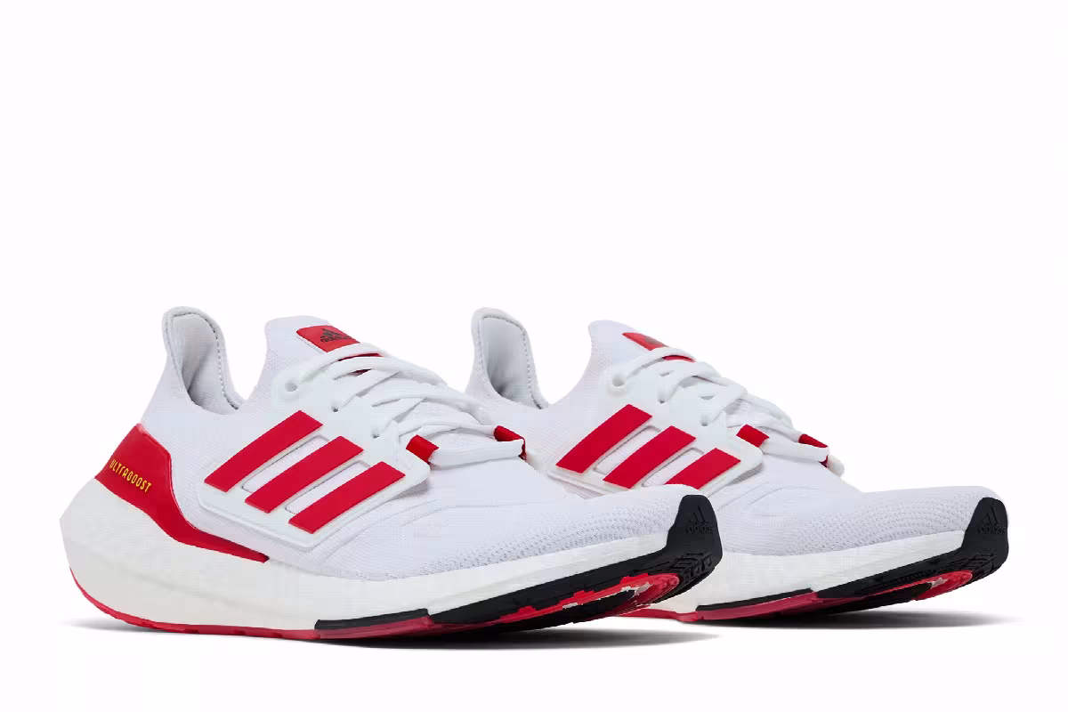 adidas UltraBoost 22 White Vivid Red, view 9