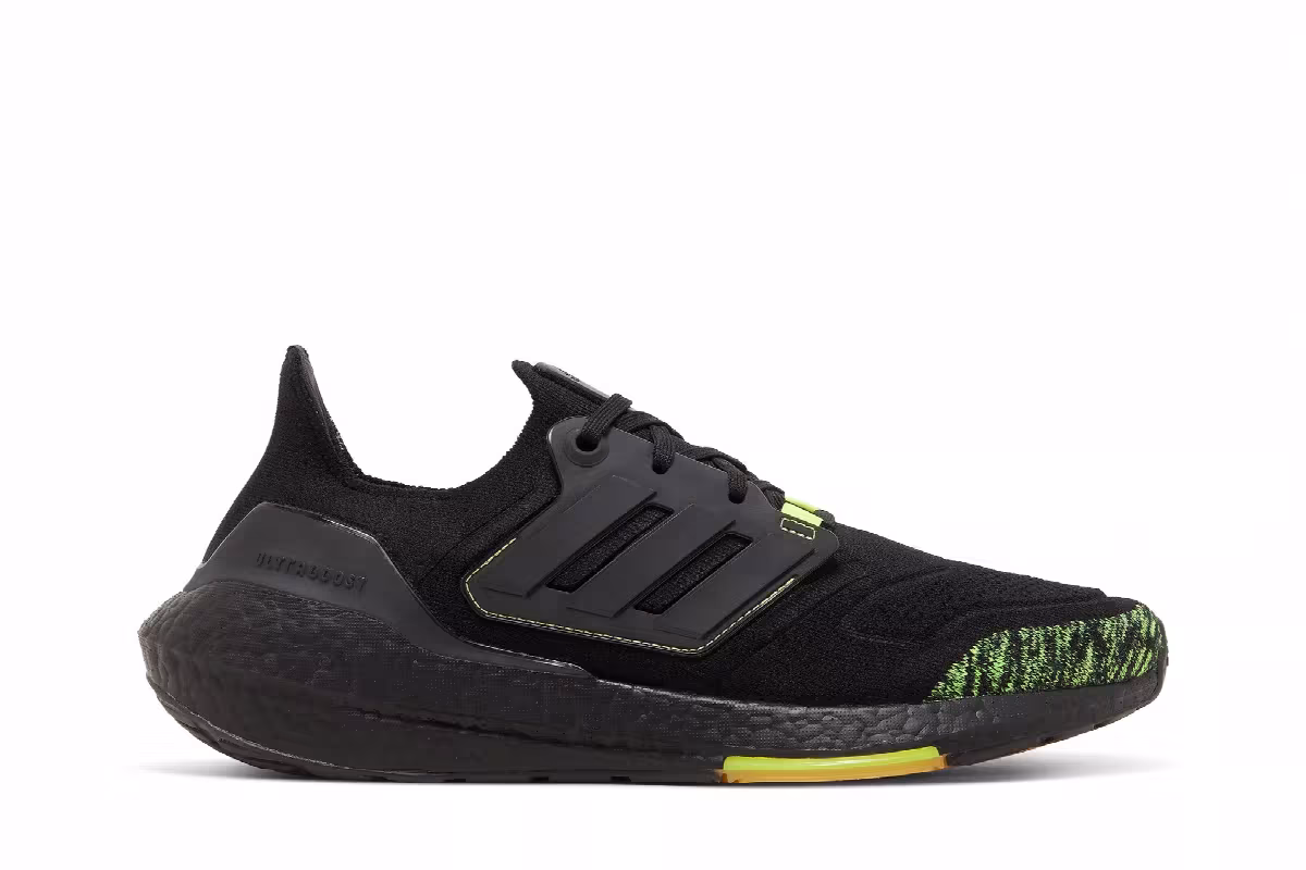 adidas UltraBoost 22 Black Solar Yellow, view 2