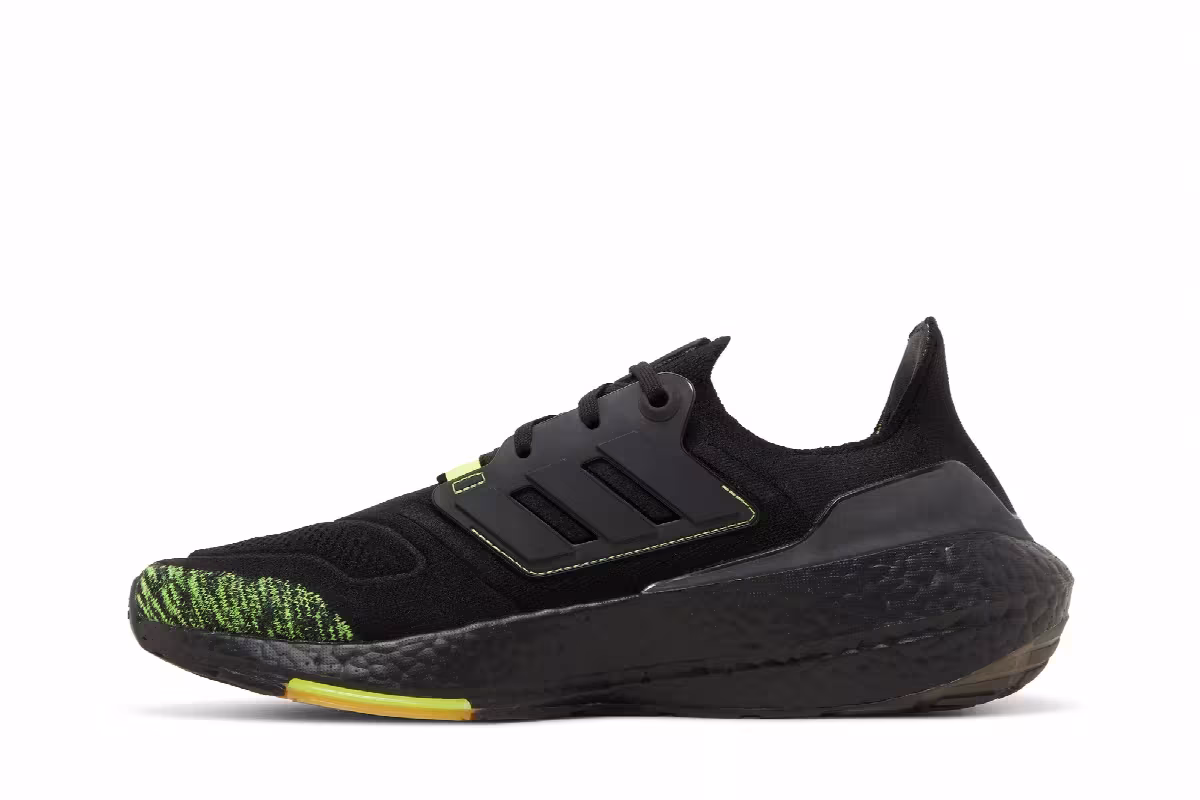 adidas UltraBoost 22 Black Solar Yellow, view 4