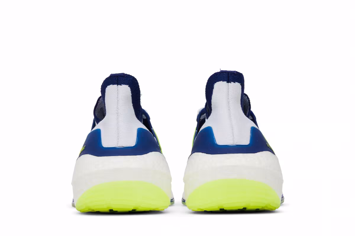 Adidas UltraBoost 22 White Solar Yellow Blue, view 7