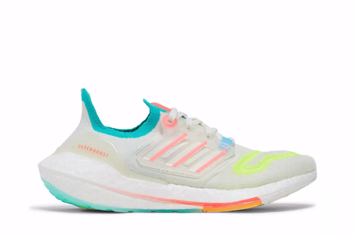 adidas Women's UltraBoost 22 White Turbo Mint, view 2