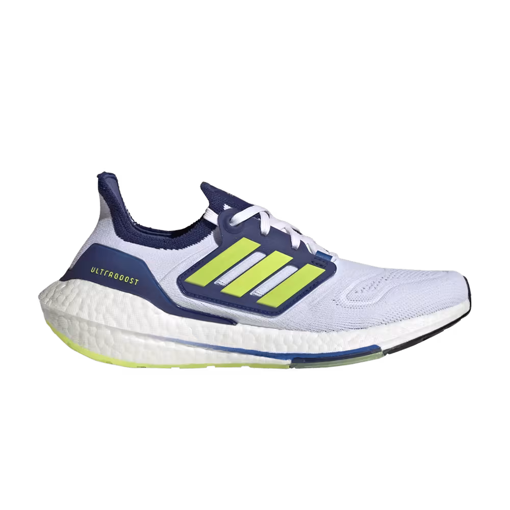 Adidas Women's UltraBoost 22 White Solar Yellow Blue