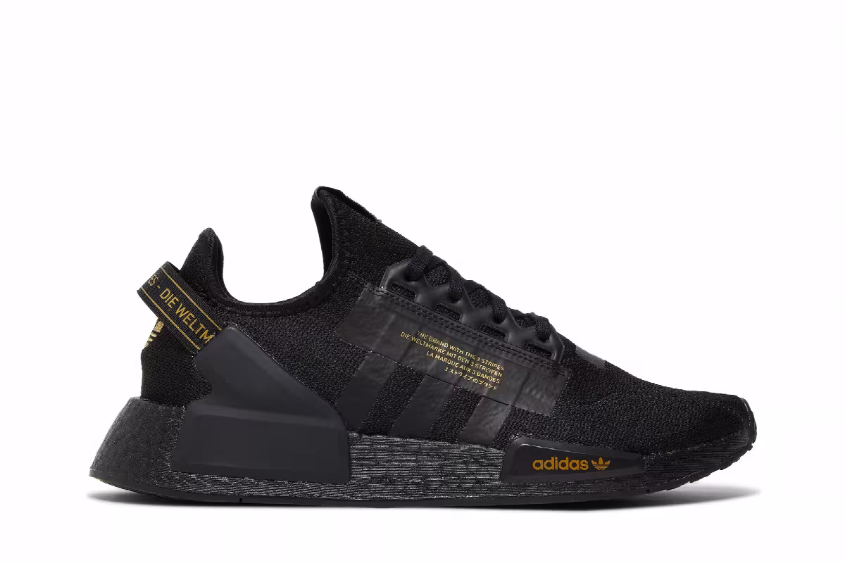 adidas NMD_R1 V2 Black Gold Metallic, view 2