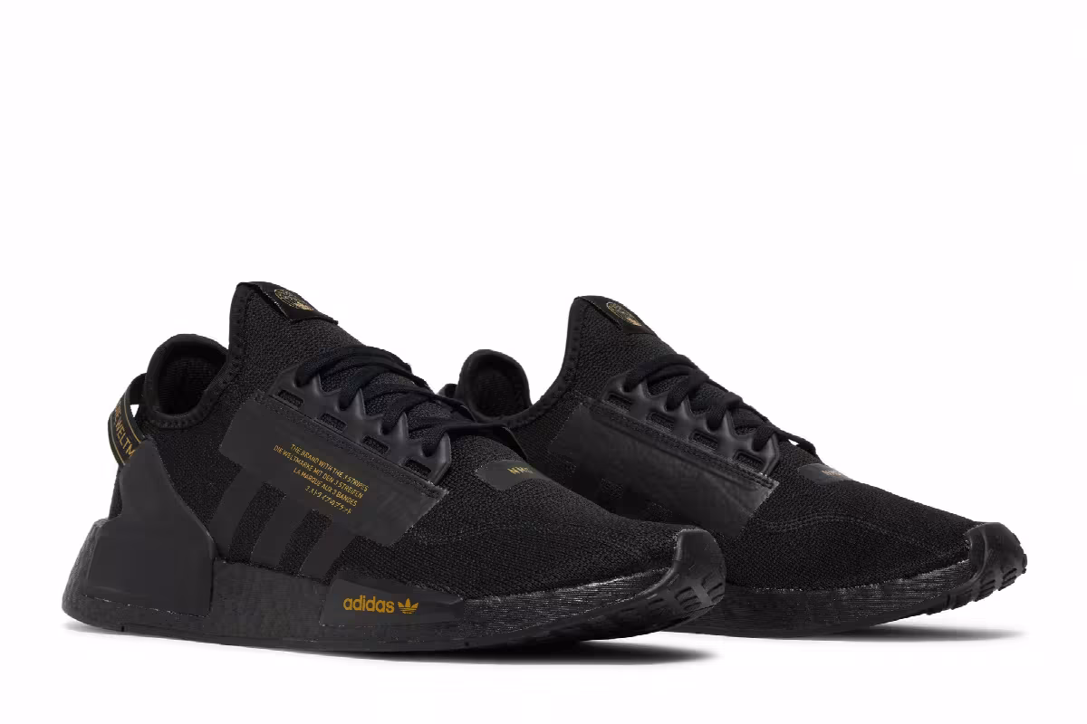 adidas NMD_R1 V2 Black Gold Metallic, view 9