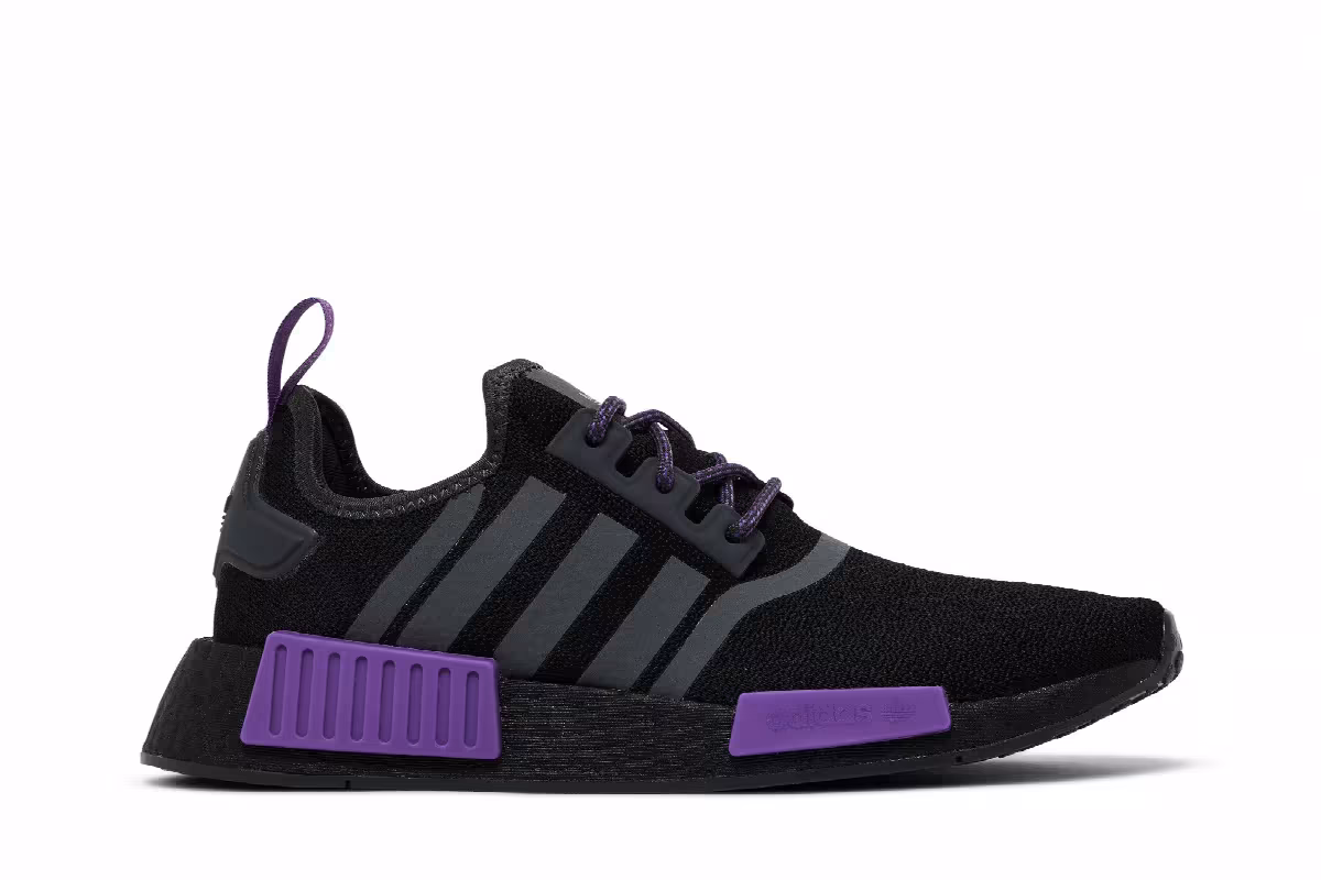adidas NMD_R1 J Black Grey Active Purple, view 2