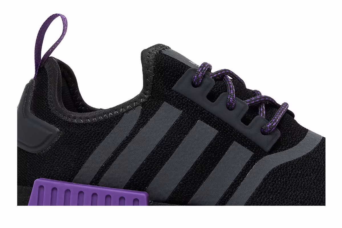 adidas NMD_R1 J Black Grey Active Purple, view 3