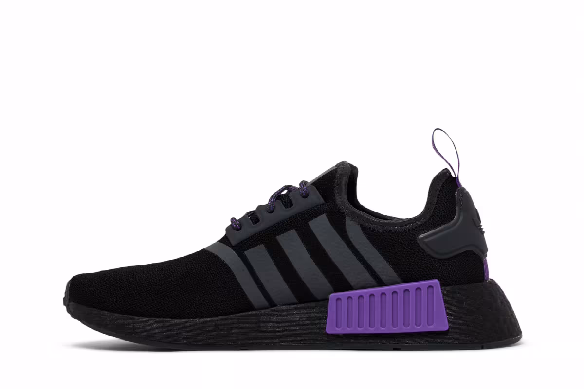 adidas NMD_R1 J Black Grey Active Purple, view 4