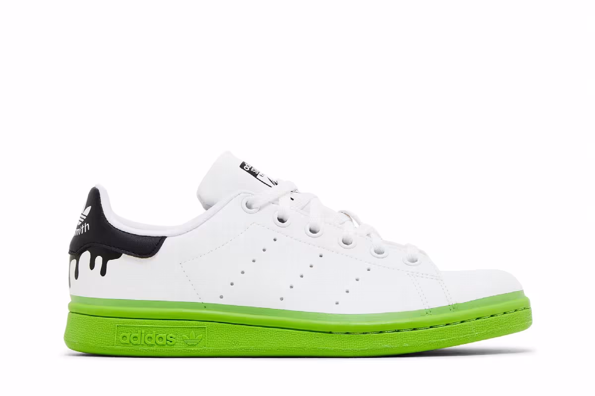 Adidas Stan Smith Big Kid Paint Drip - White Solid Green, view 2