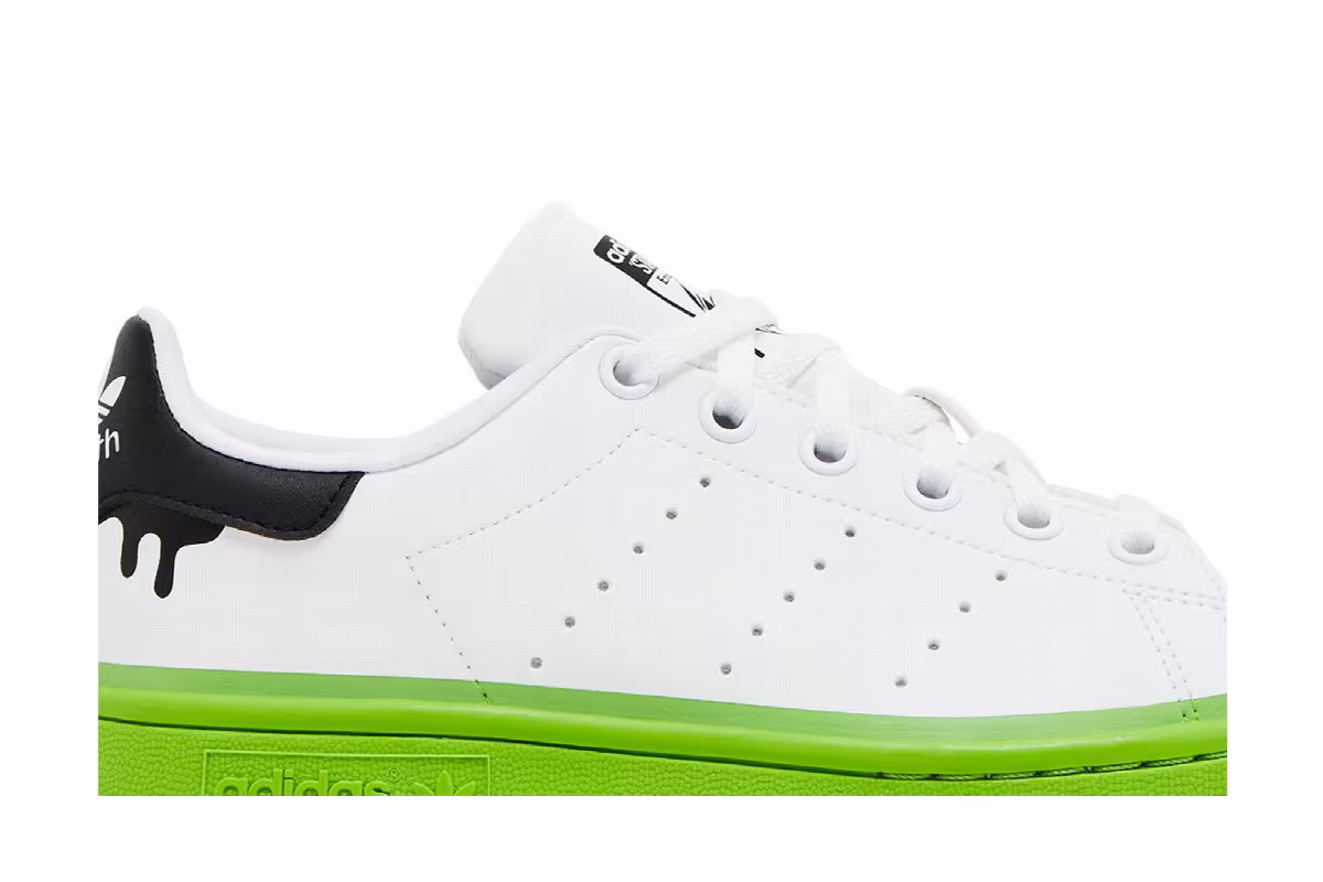 Adidas Stan Smith Big Kid Paint Drip - White Solid Green, view 3