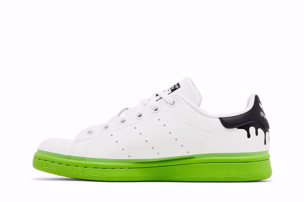 Adidas Stan Smith Big Kid Paint Drip - White Solid Green, view 4