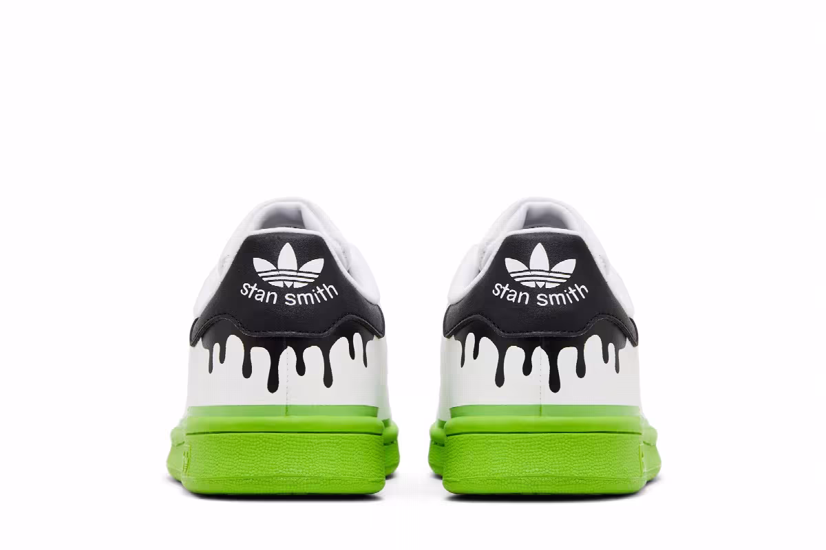 Adidas Stan Smith Big Kid Paint Drip - White Solid Green, view 7