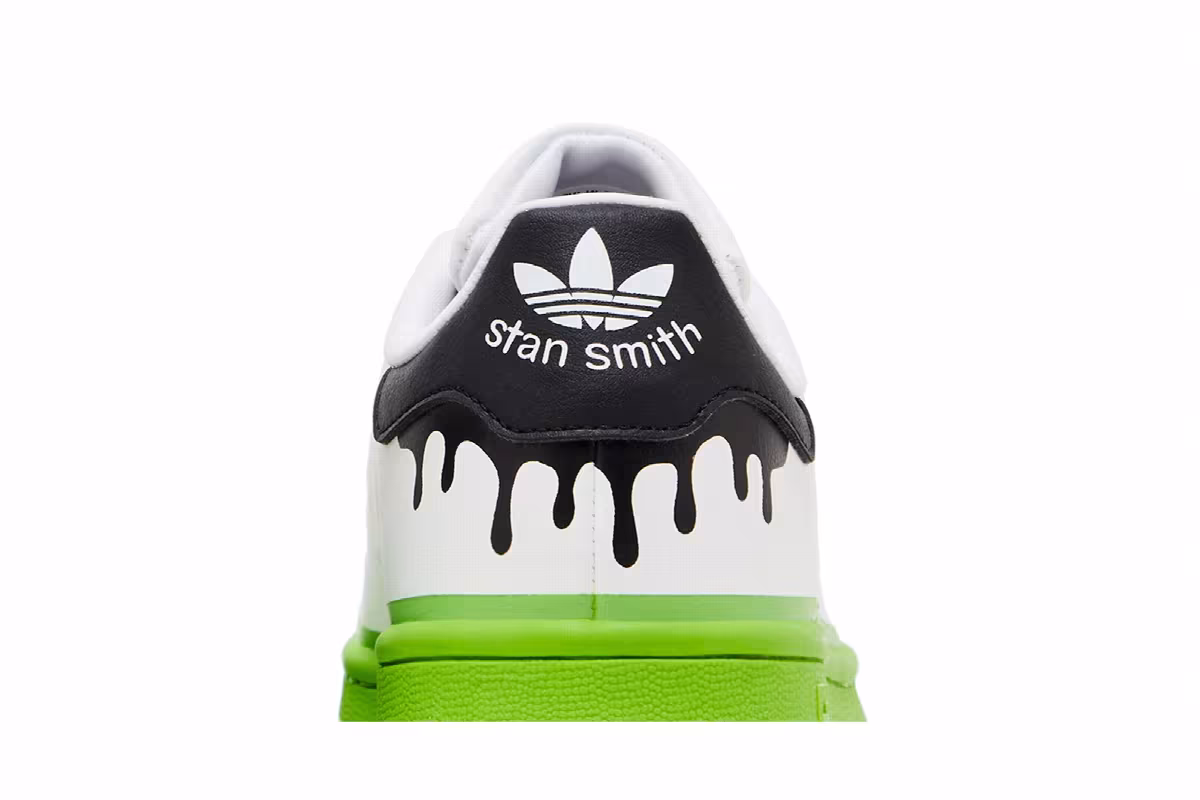 Adidas Stan Smith Big Kid Paint Drip - White Solid Green, view 8