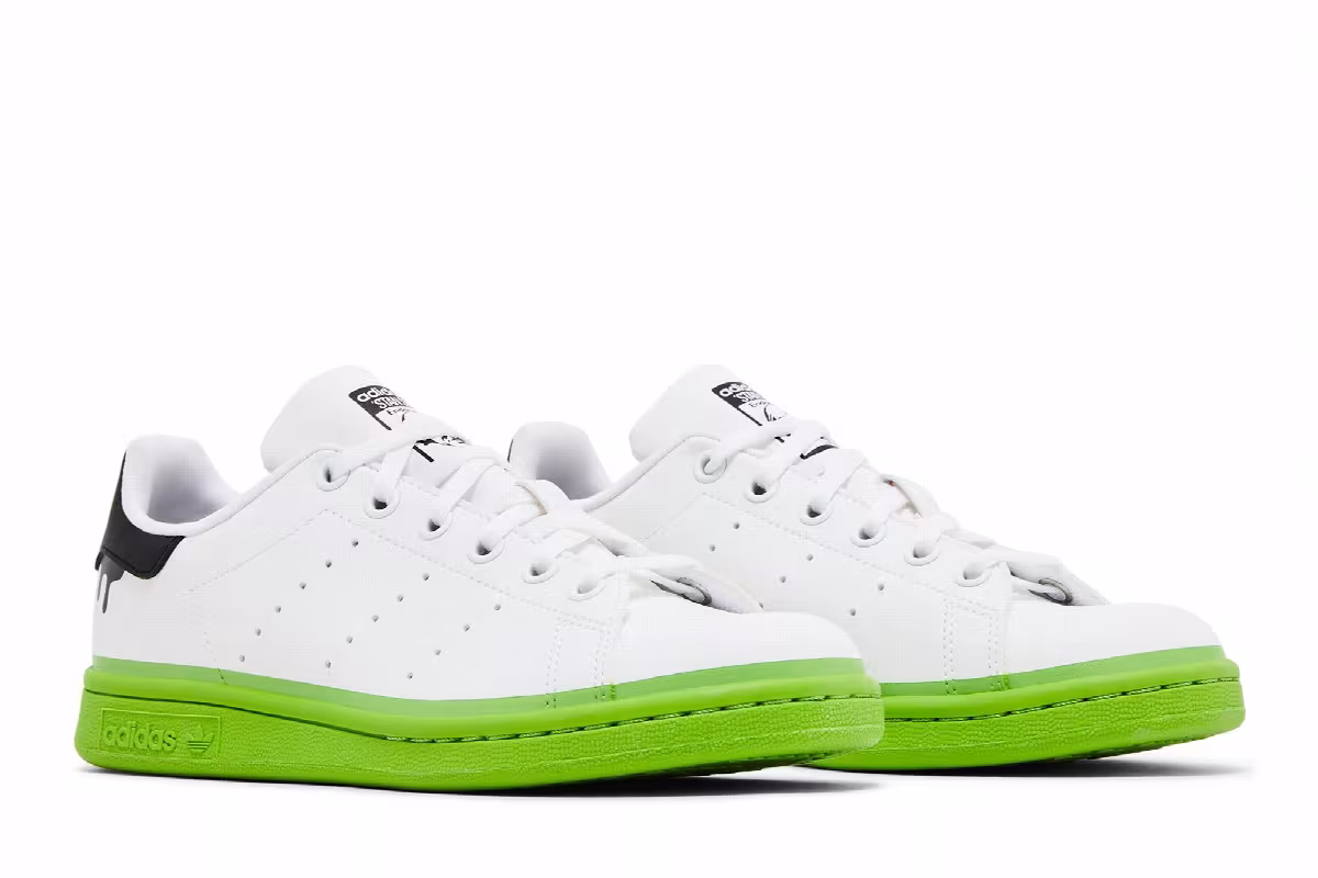 Adidas Stan Smith Big Kid Paint Drip - White Solid Green, view 9