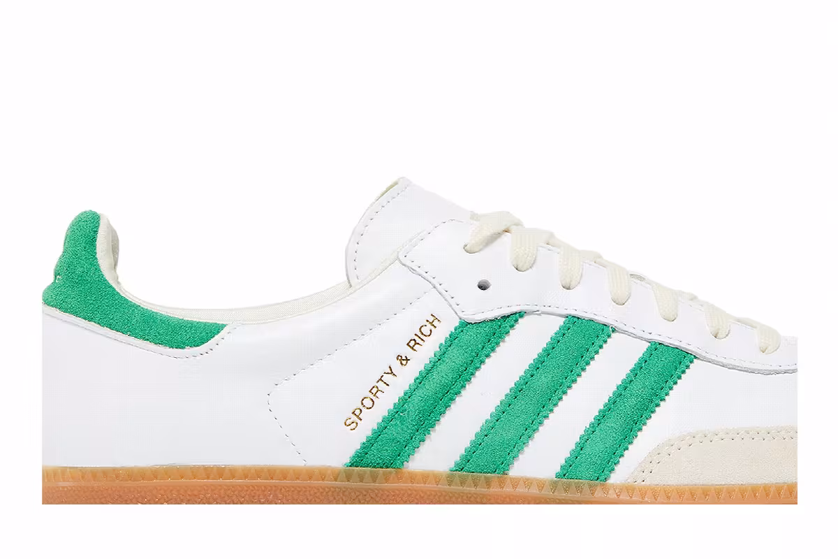 Sporty & Rich x adidas Samba OG White Green, view 3