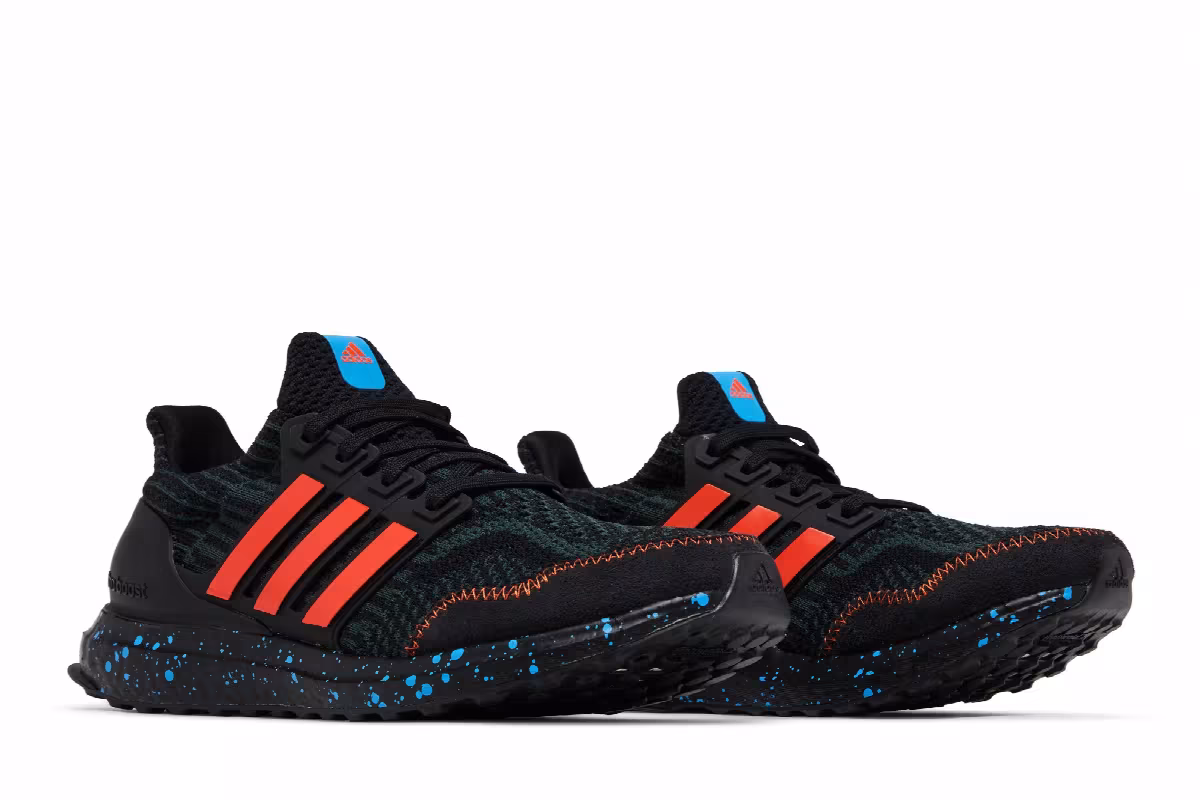 adidas UltraBoost 5.0 DNA J Black Impact Orange Speckled, view 9