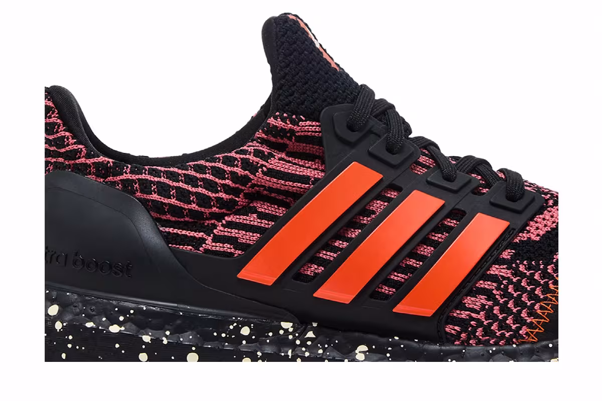 adidas Women's UltraBoost 5.0 DNA Black Wonder Red Speckled, view 3