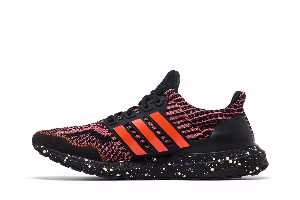 adidas Women's UltraBoost 5.0 DNA Black Wonder Red Speckled, view 4
