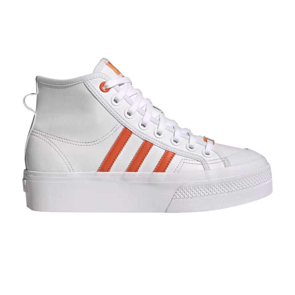 Adidas Women's Nizza Platform Mid Vegan White Bliss Orange