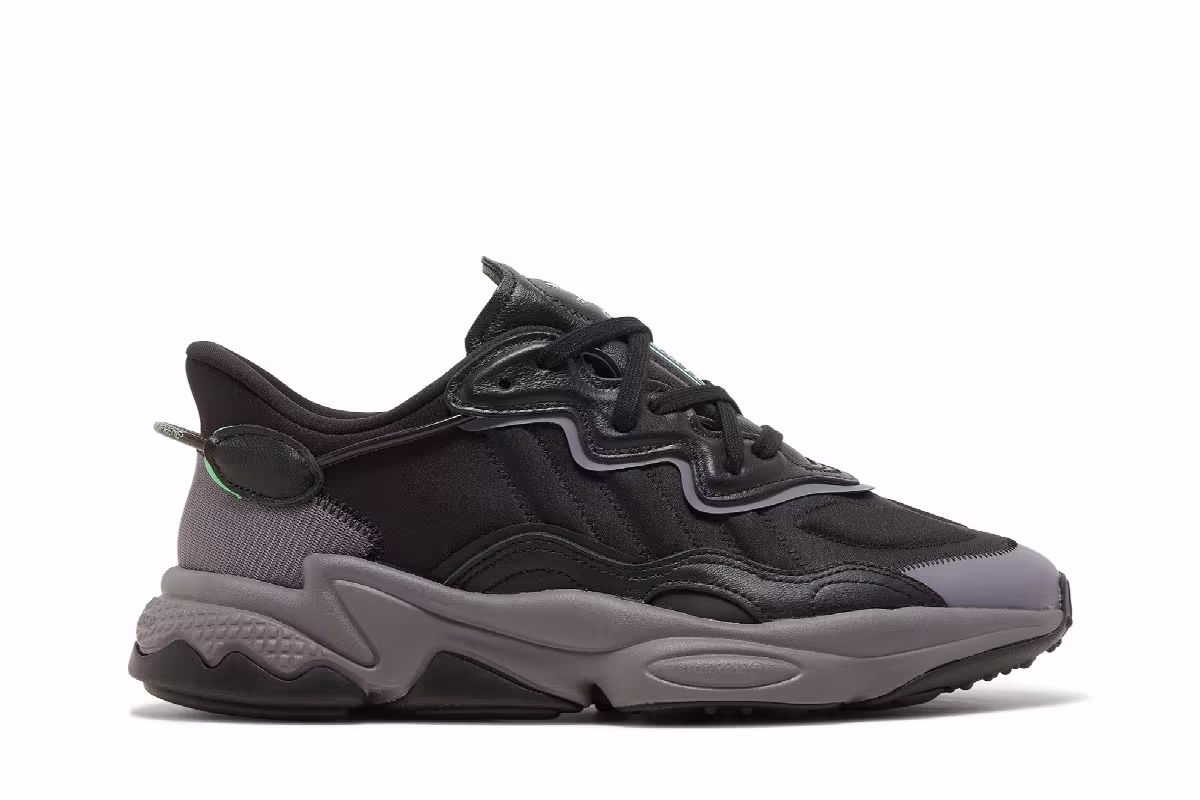 adidas Ozweego Black Charcoal Screaming Green, view 2