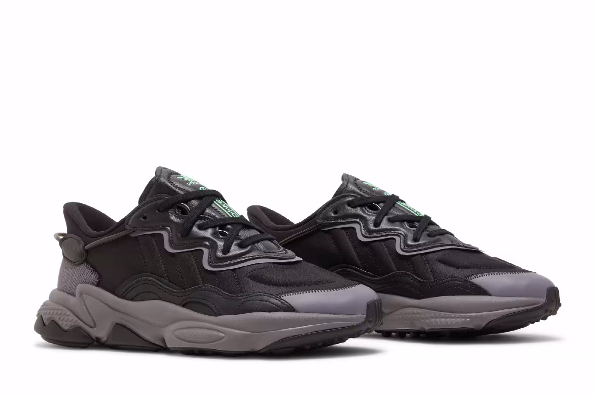 adidas Ozweego Black Charcoal Screaming Green, view 9