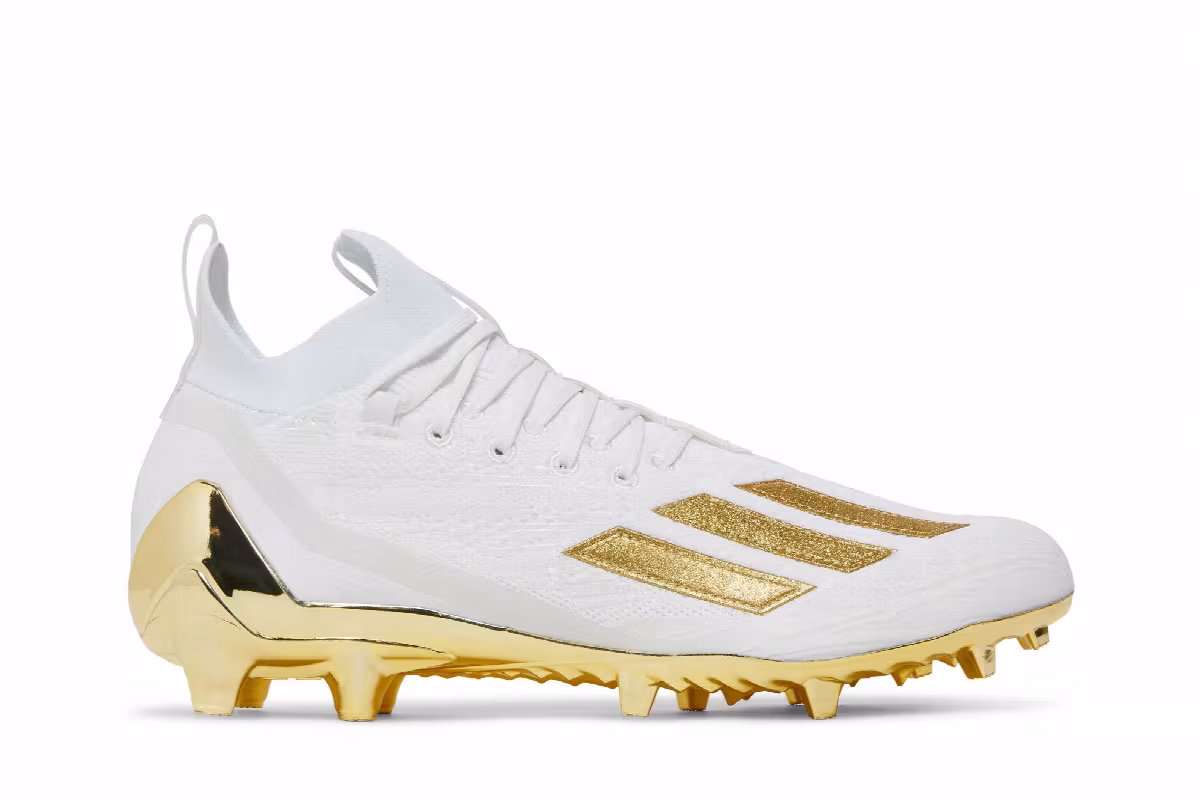 adidas Adizero Cleats Primeknit White Gold Metallic, view 2