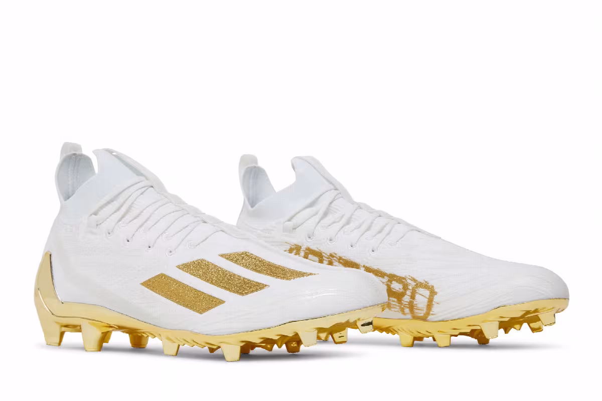 adidas Adizero Cleats Primeknit White Gold Metallic, view 9