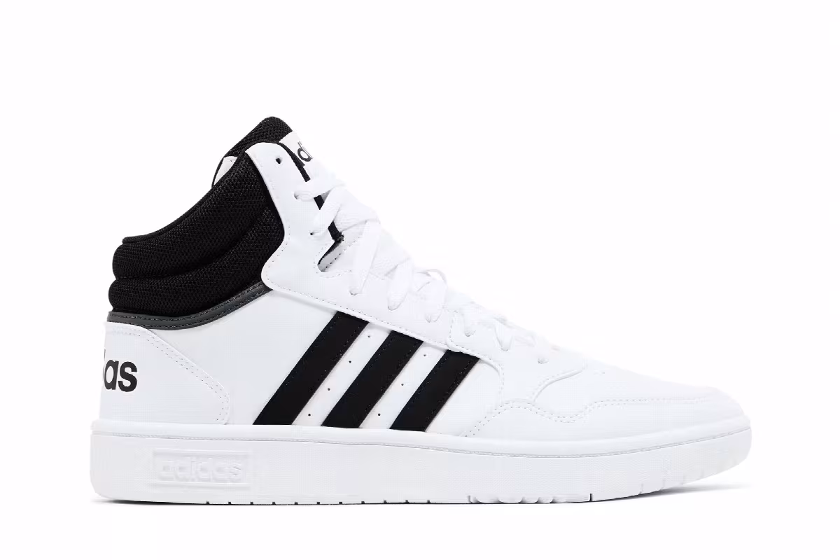 adidas Hoops 3.0 Mid White Black, view 2