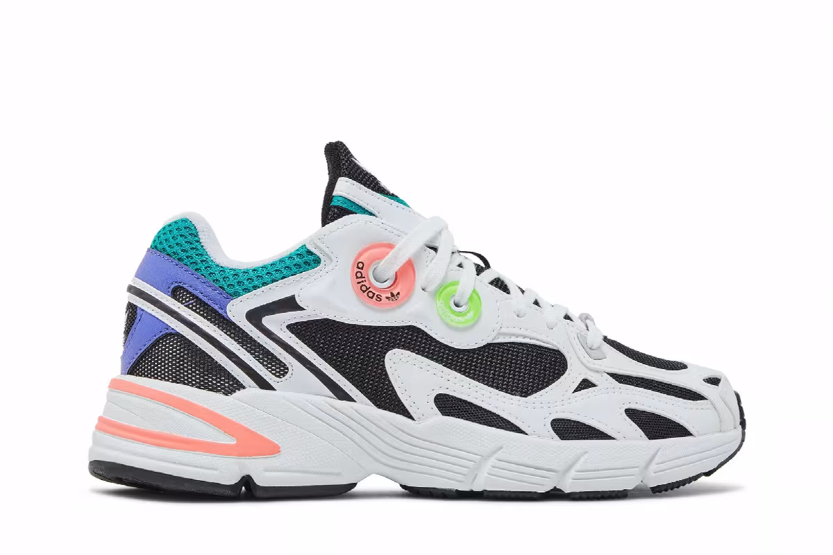 adidas Women's Astir White Black Acid Red, view 2