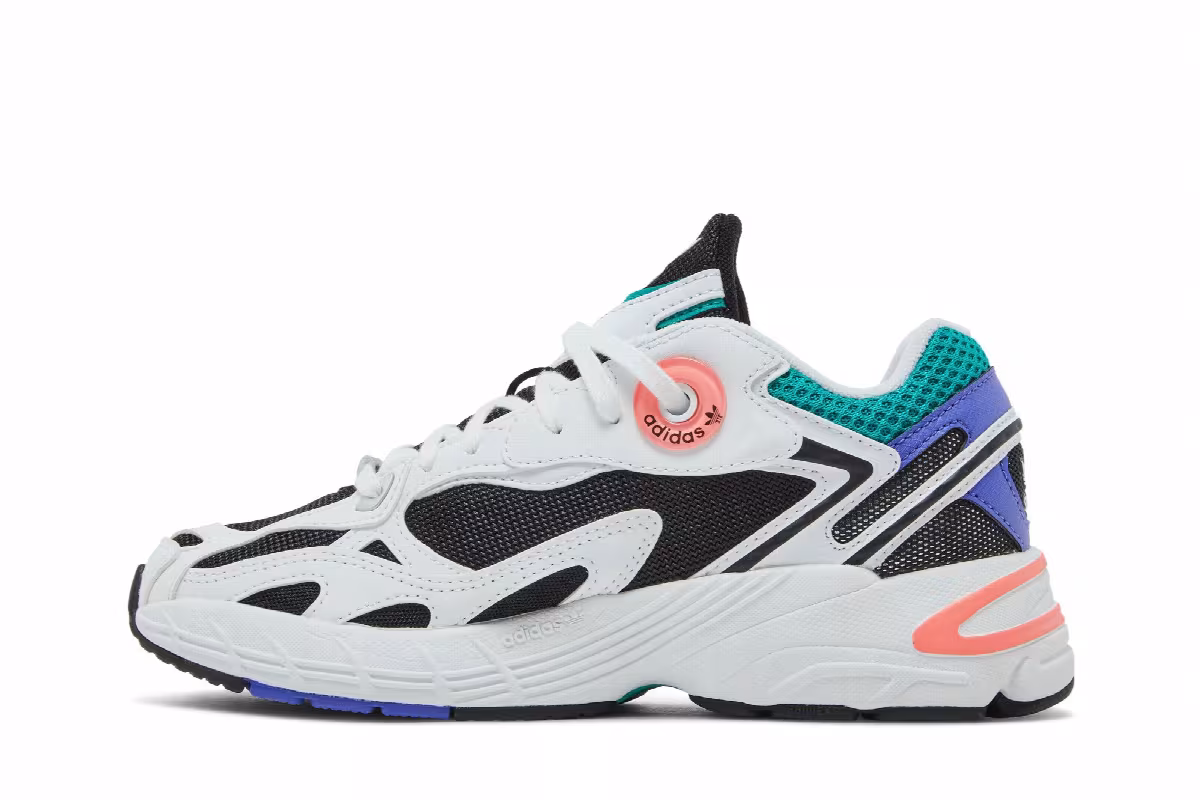 adidas Women's Astir White Black Acid Red, view 4