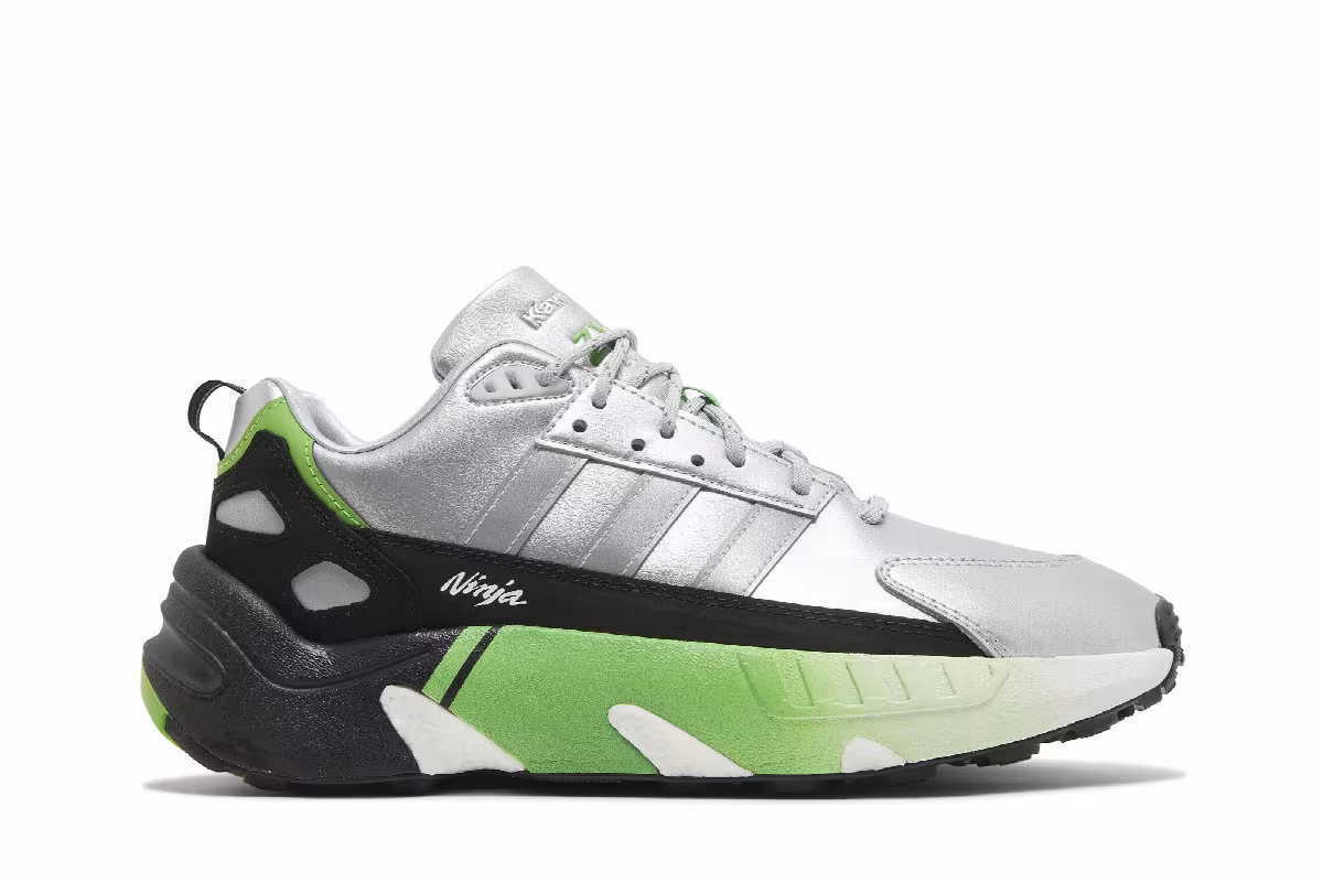 Kawasaki Ninja x adidas ZX 22 Boost Silver Metallic, view 2