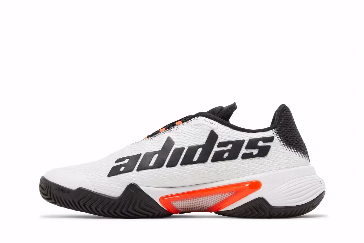 adidas Barricade White Black Solar Red, view 4